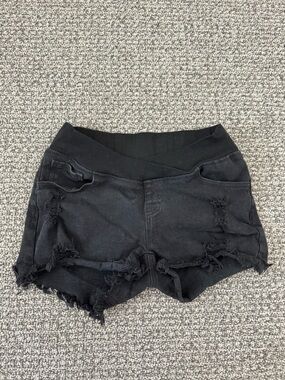 Foucome Black Distressed Maternity Women’s Shorts